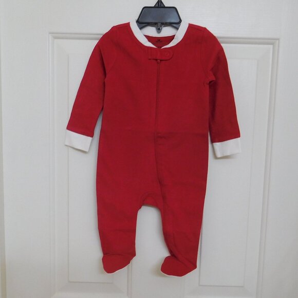 NWT Petite Plume Red White Trim Footie Pajamas sz 6-9 Months - Picture 1 of 1